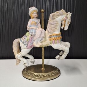 Vintage Willitts Carousel Horse Figurine Porcelain/Solid Brass 1986